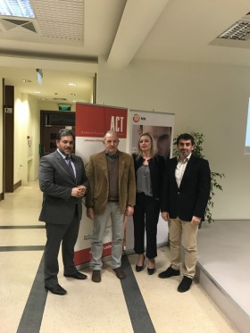 Theo Lizardos, Chief Sales support 3K, Investment Partners, George Anastasiadis, Instructor, Anatolia School of Business, ACT, Eleni Tsiana, Unit manager, NN Hellas, Dr. Nikos Hourvouliades, Chair, Anatolia School of Business.